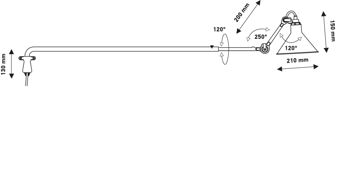 Lampe Gras N°213 Wandlamp