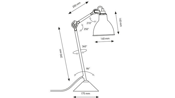 Lampe Gras N°205 Tafellamp