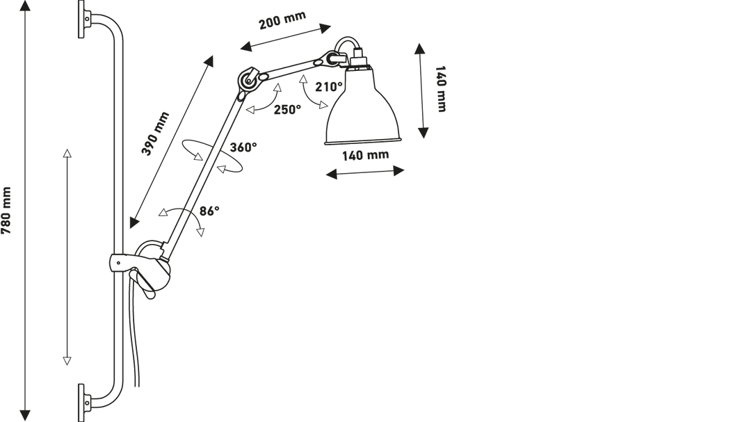 Lampe Gras N°210 Wandlamp